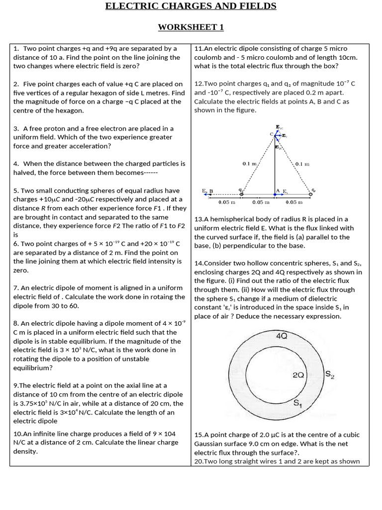 Q1.electric Charges and Fields | PDF | Electric Field | Force