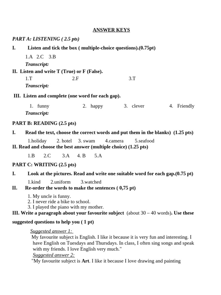 Answer Keys | PDF