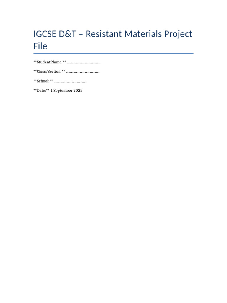 IGCSE D&T Resistant Materials Project File | PDF | Poly(Methyl ...