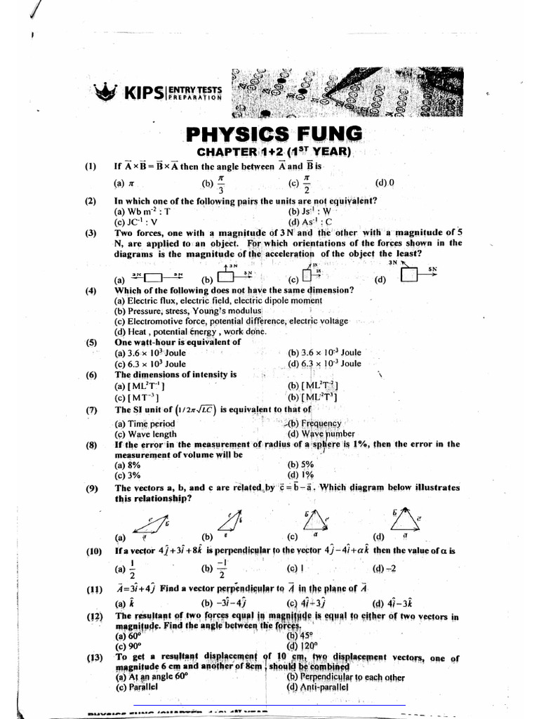 Kips Phy Fung Chapter Wise Test | PDF