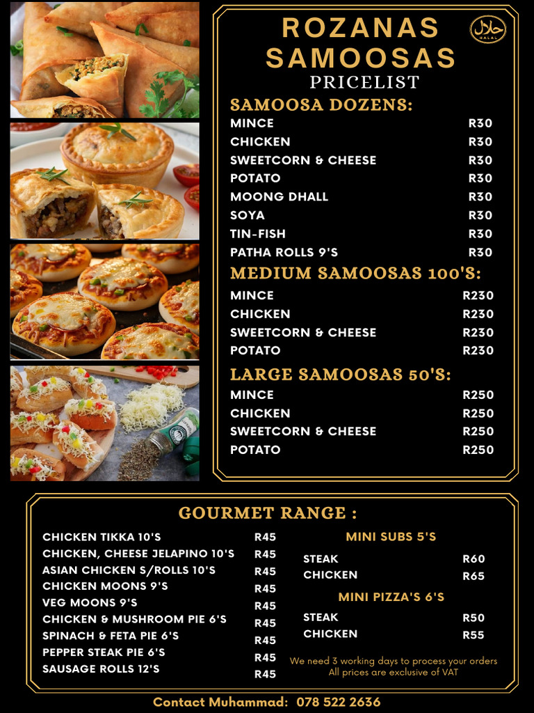 Rozanas Samoosas Pricelist 20260221 143150 0000 | PDF