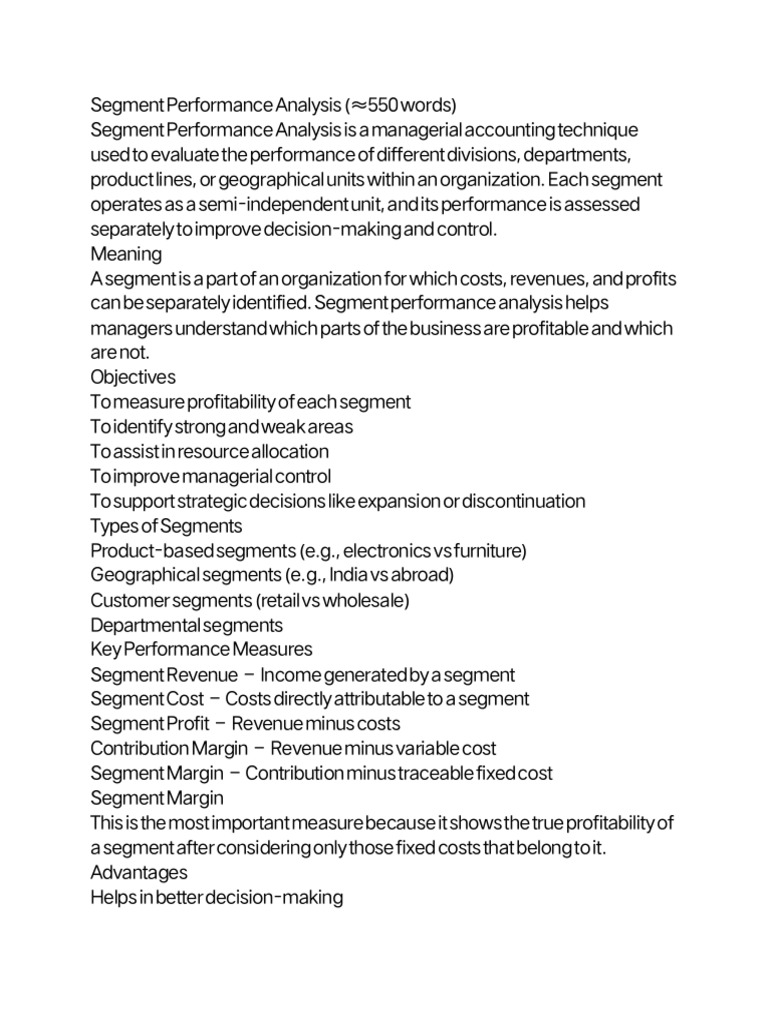 Segment Performance Analysis ( | PDF | Business Economics | Economies