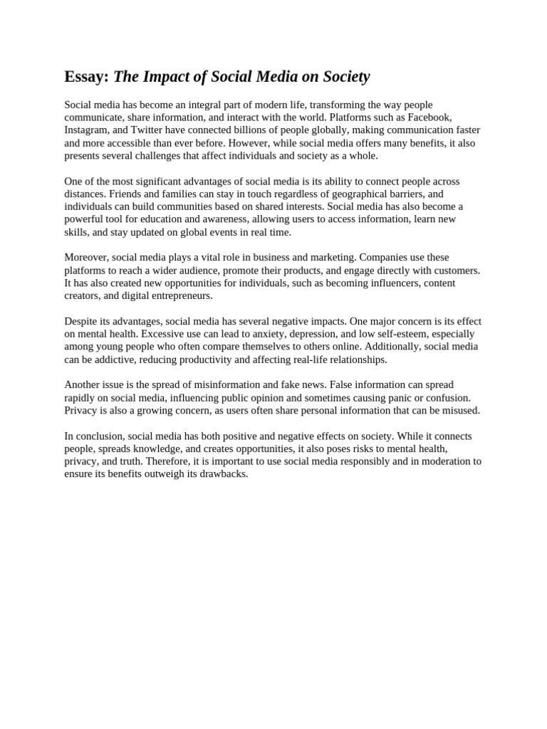 The Impact of Social Media On Society | PDF