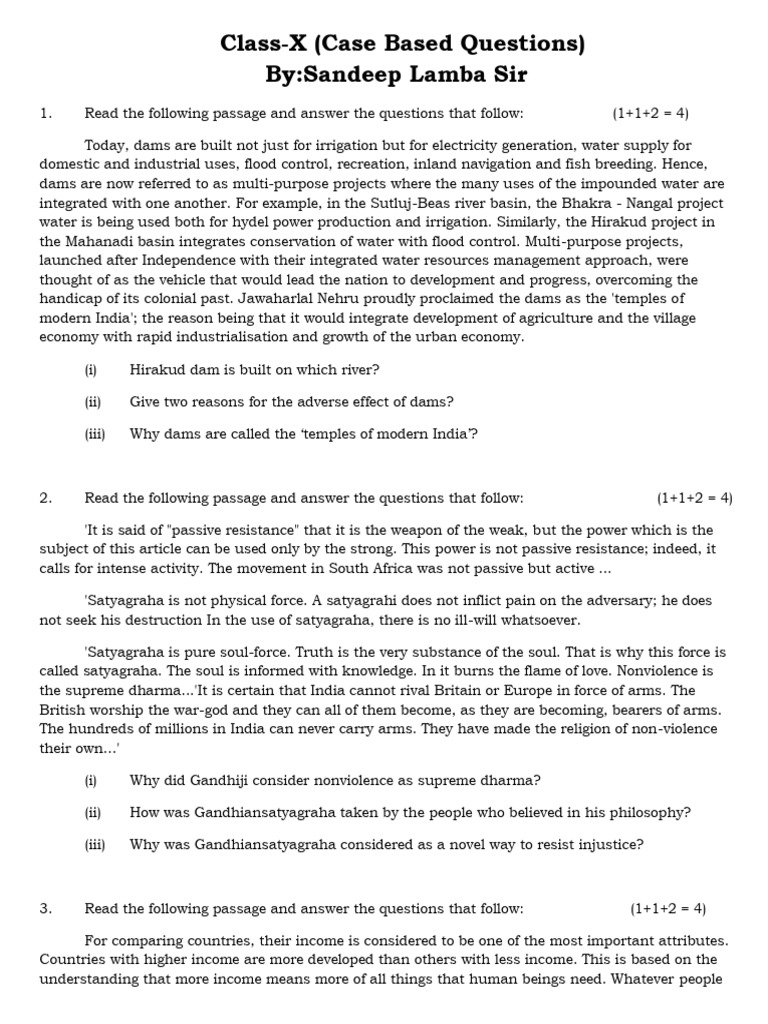 Case Based Questions-X | PDF