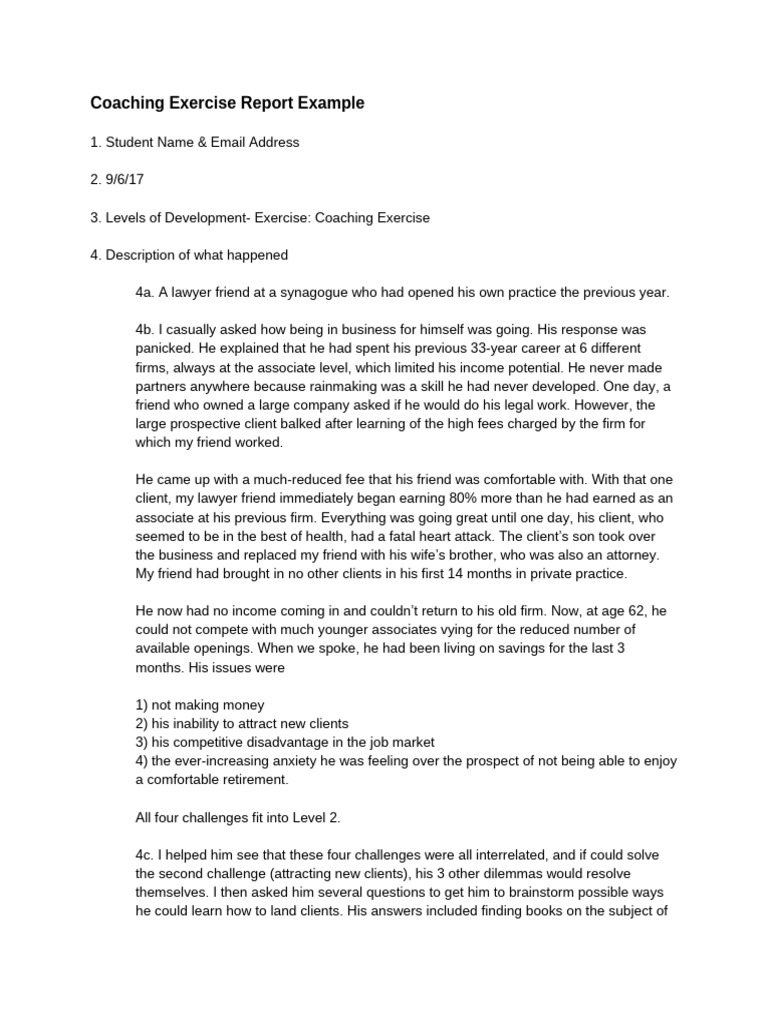 Coaching Exercise Report Example 1 1 | PDF