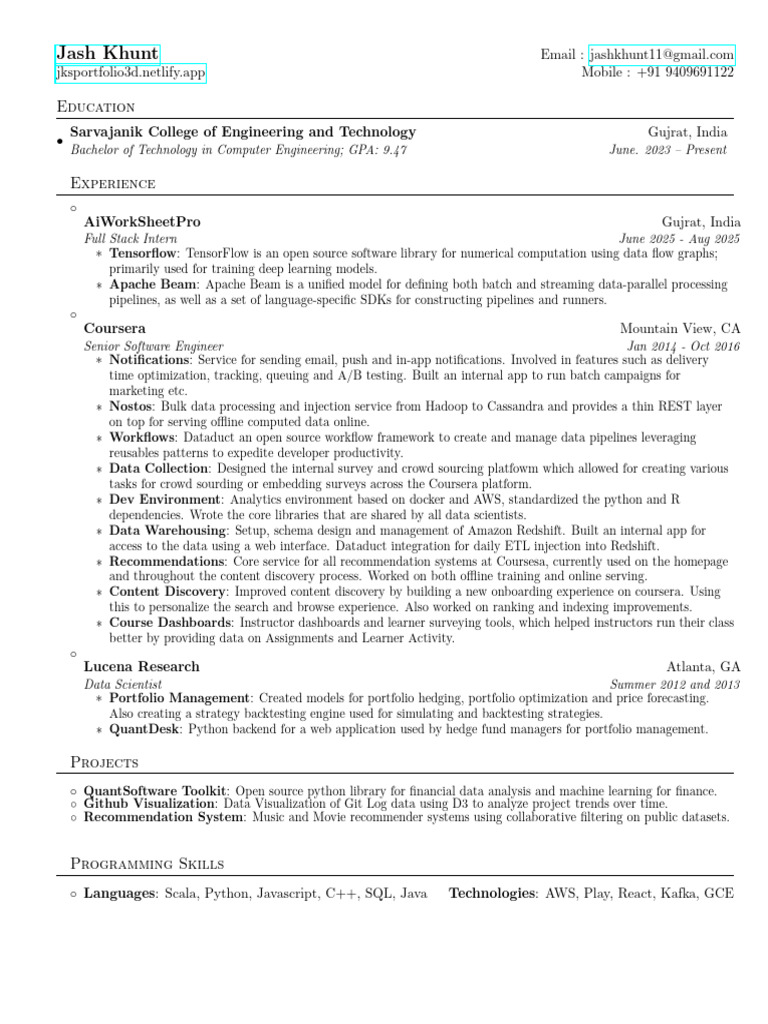 Software Engineer Resume | PDF | Computer Science | Computing