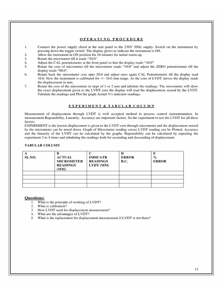 Study and Calibration of LVDT | PDF