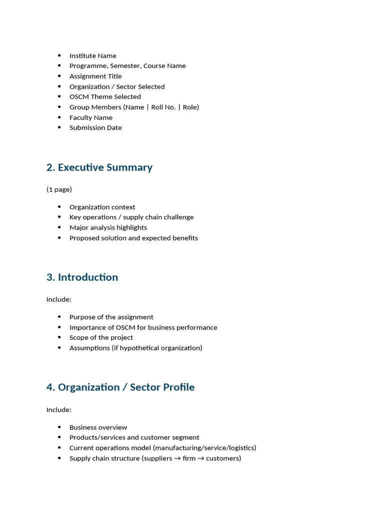OSCM Report Format | PDF | Supply Chain | Supply Chain Management