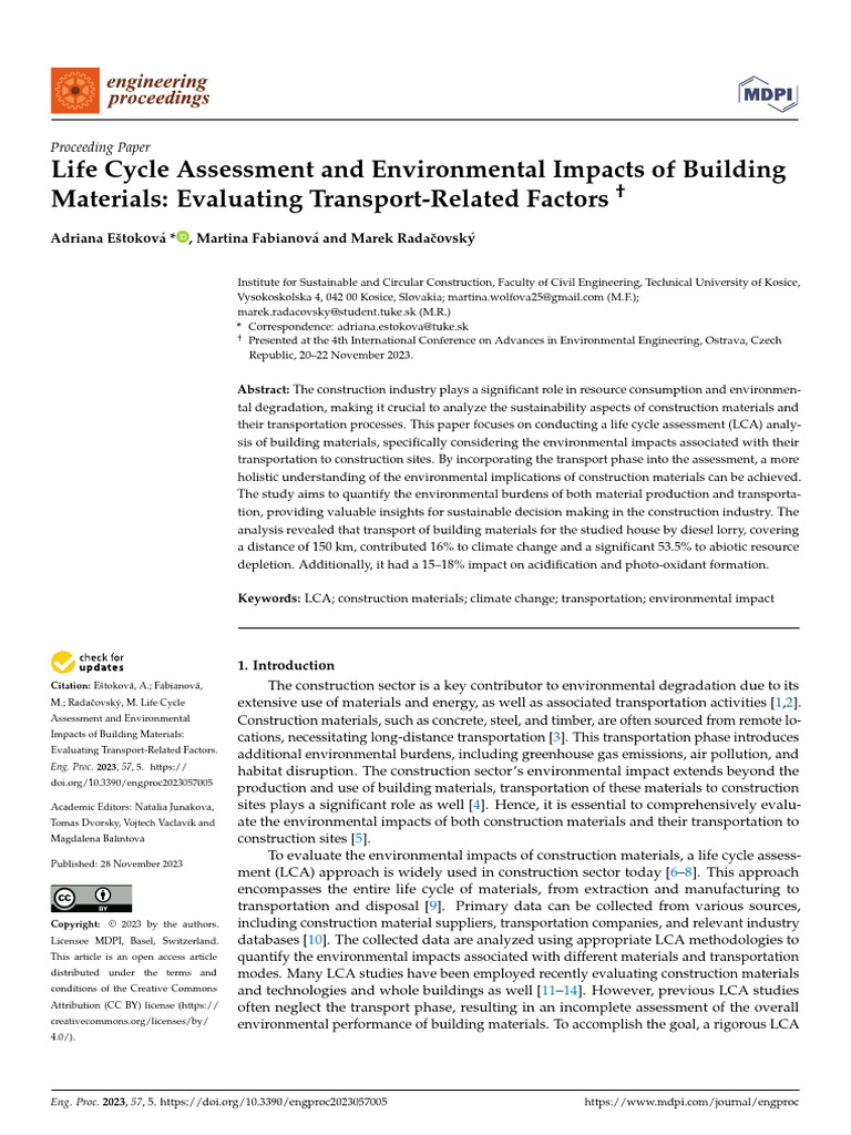 Engproc 57 00005 v2 | PDF | Life Cycle Assessment | Concrete