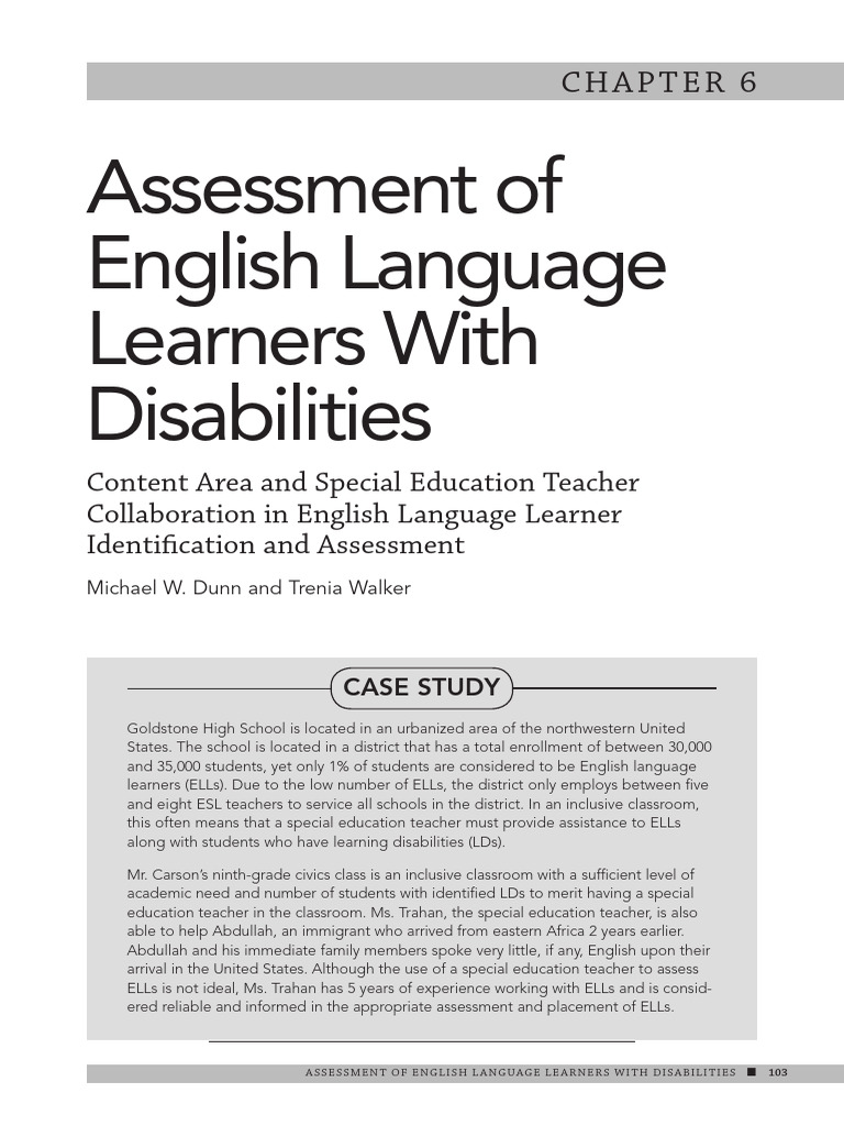 Assessment of English Language Learners With Disabilities | PDF ...