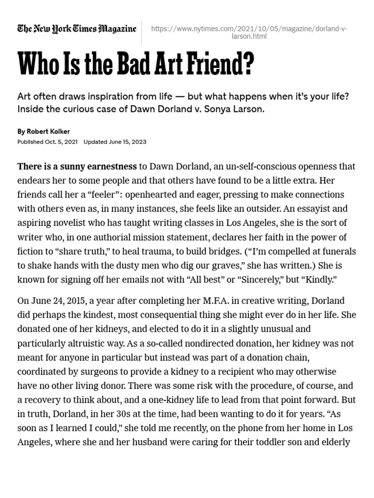 Who Is The Bad Art Friend - The New York Times | PDF