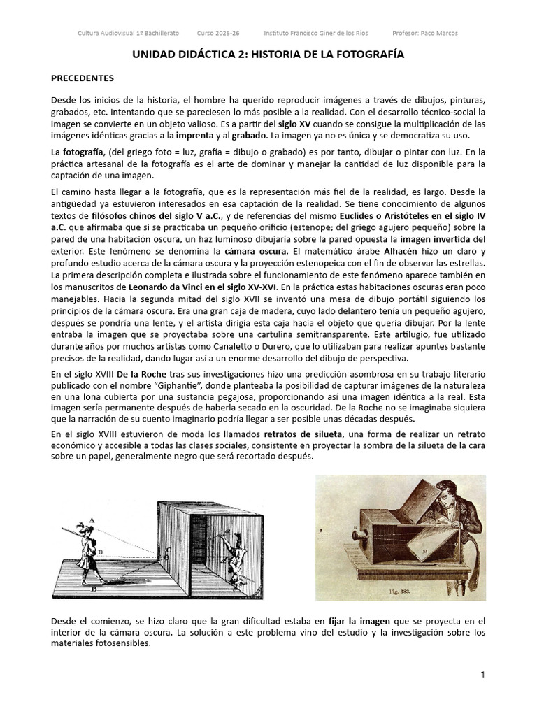 Tema 2. Historia de La Fotografía | PDF | Imagen