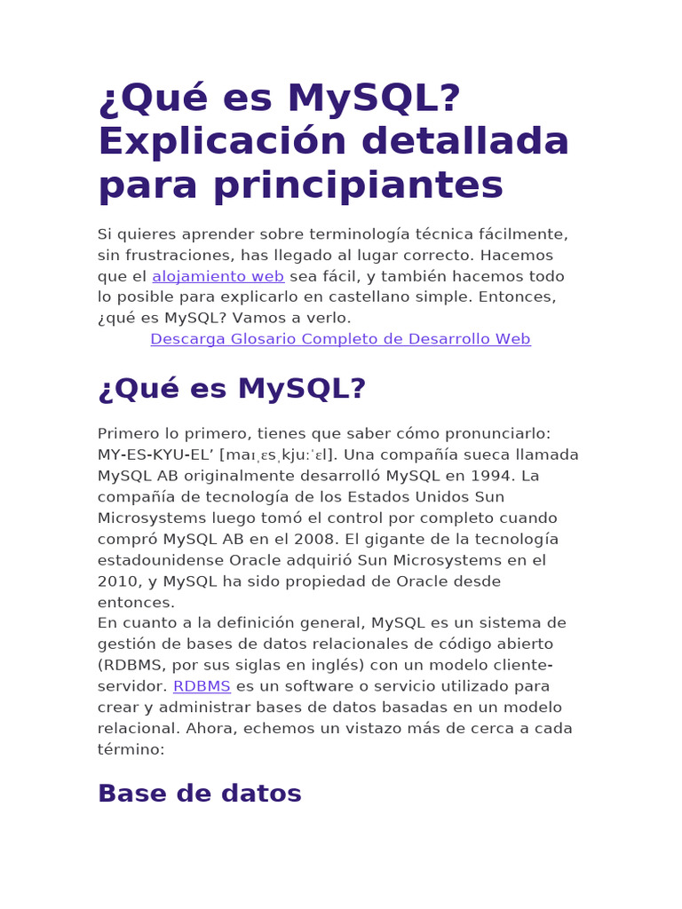 Qué Es Mysql | PDF | Mi sql | Bases de datos