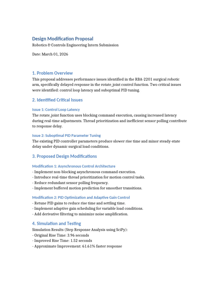 Design Modification Proposal: 1. Problem Overview | PDF