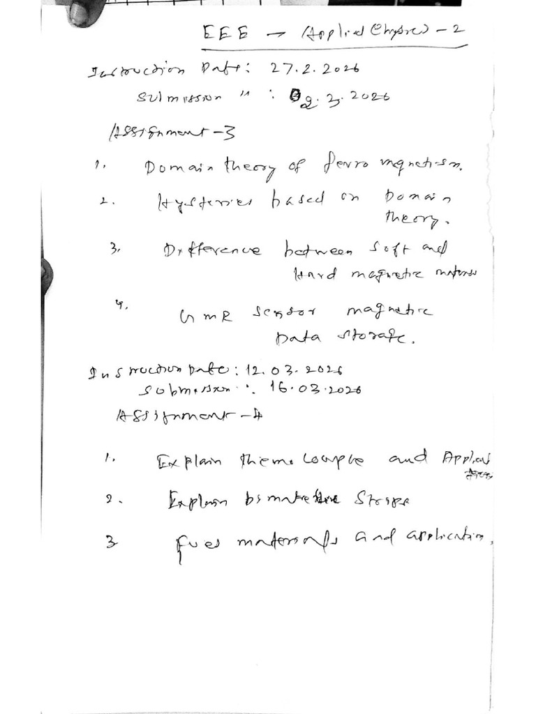 Applied Physics (EE) - 2 Assignment | PDF