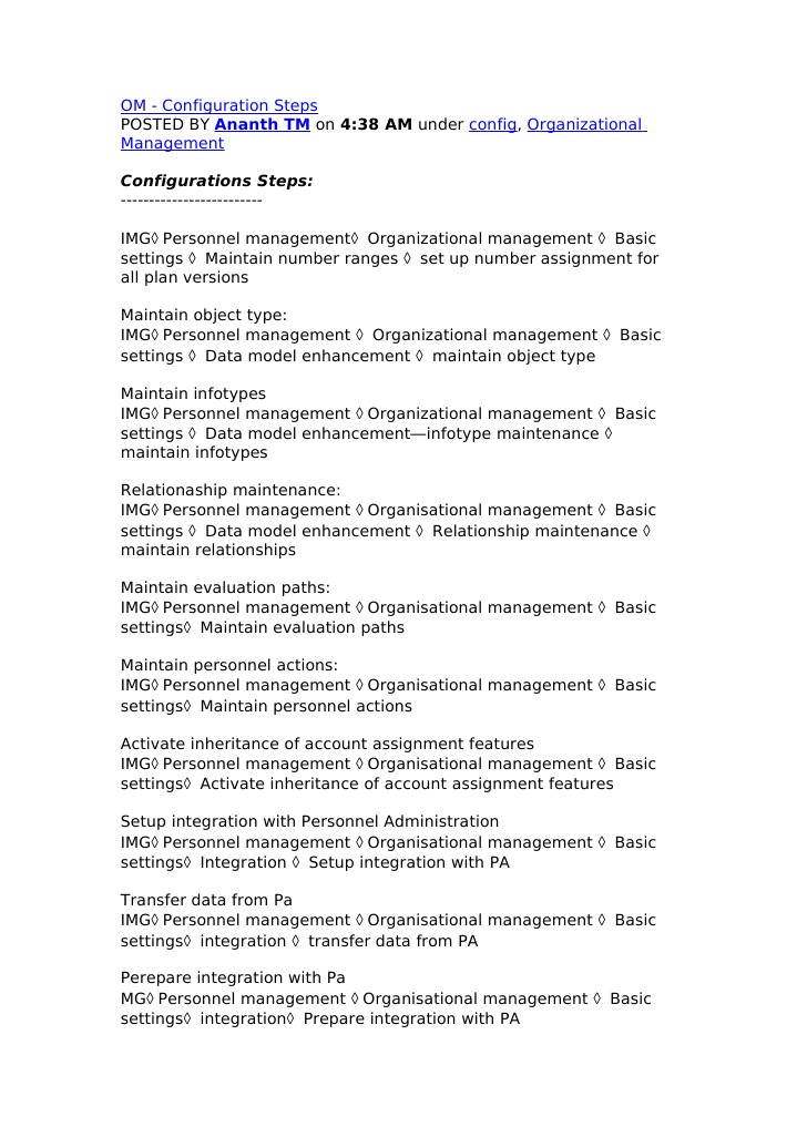 OM Configuration Steps Guide | PDF