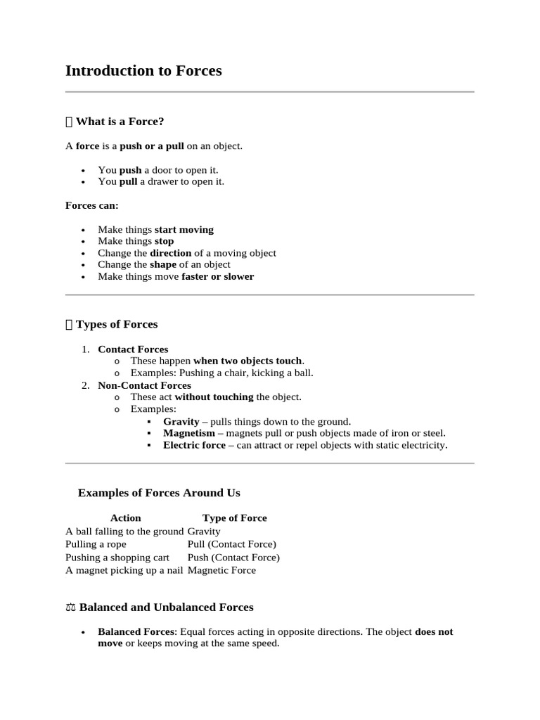 Introduction To Forces | PDF