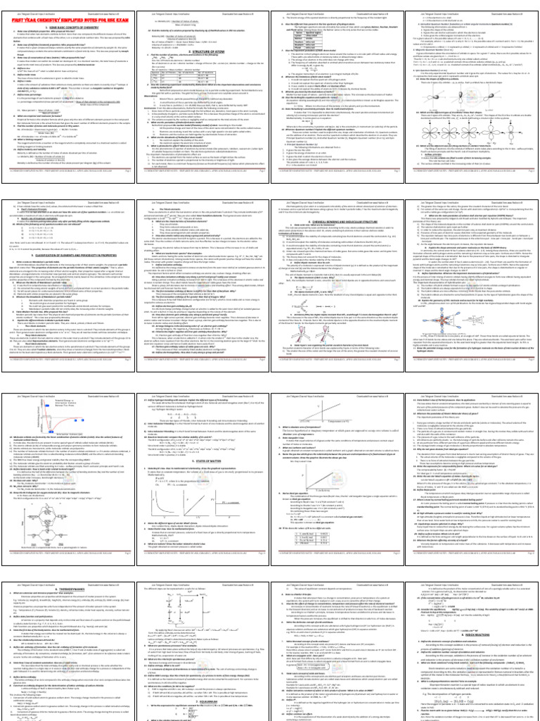 Hsslive Xi Chemistry Simplified Notes | PDF | Atoms | Periodic Table
