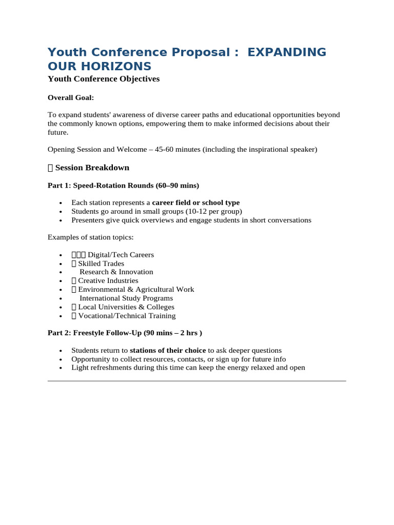 Youth Conference Proposal | PDF