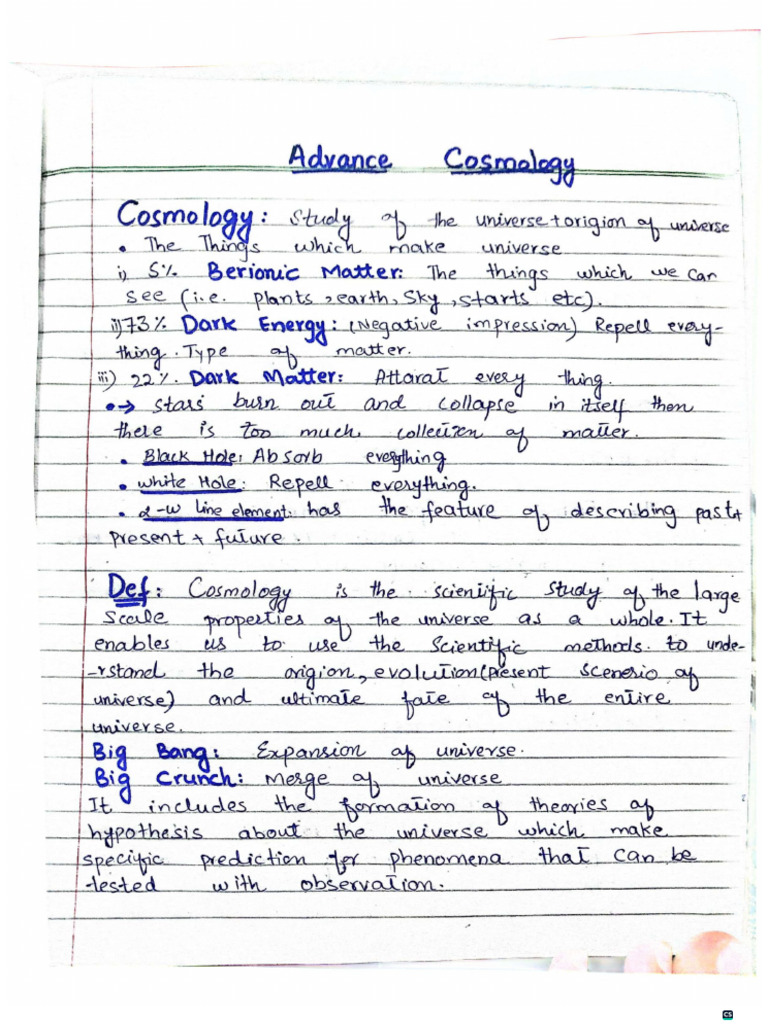 Advanced Cosmology Notes | PDF