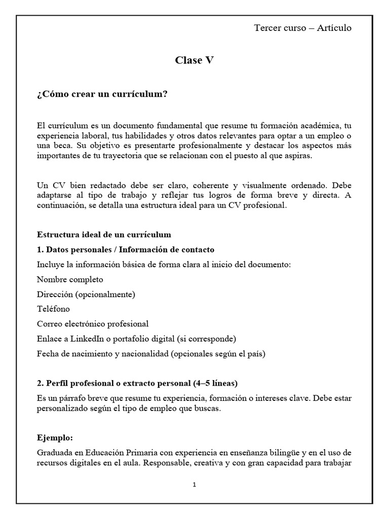 Clase V | PDF | Plan de estudios | Comunicación humana