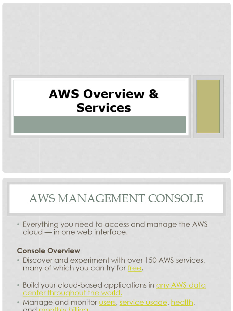 Class 2 - AWS Overview & Services | PDF | Amazon Web Services | Cloud ...