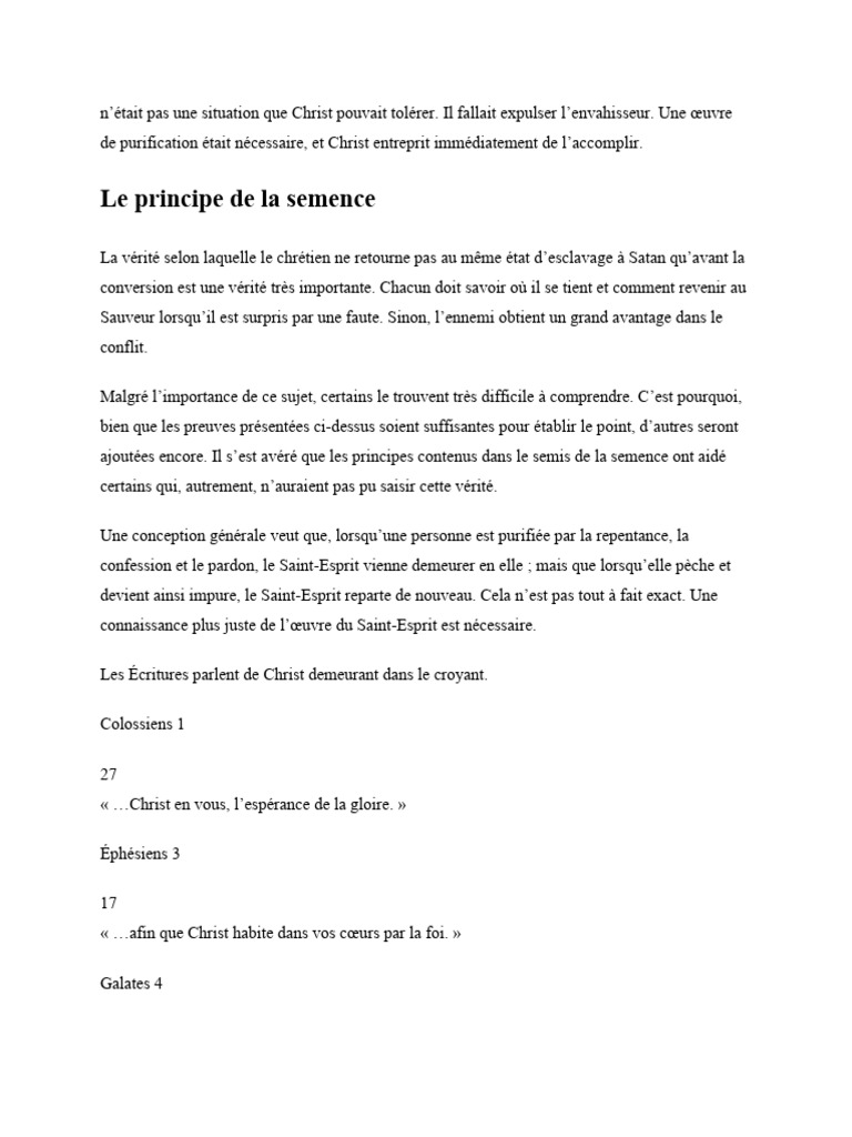 Le Principe de La Semence Dans La Lutte | PDF | Dieu | Jésus