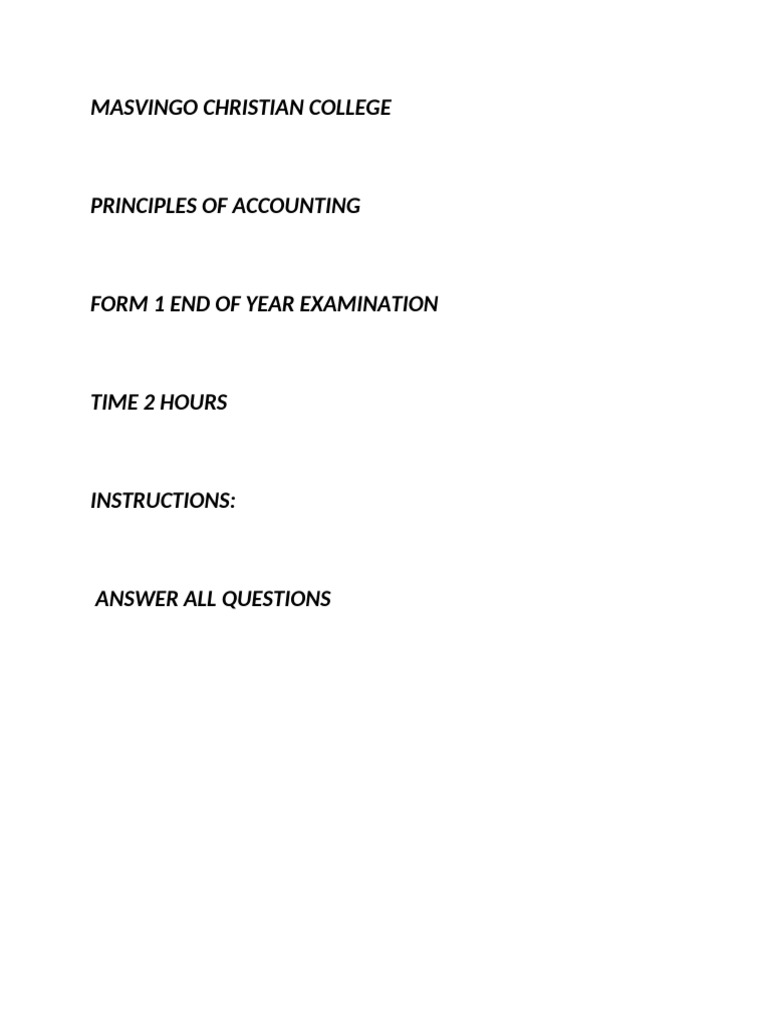 Form 1 Accounts End of Year | PDF | Debits And Credits | Money