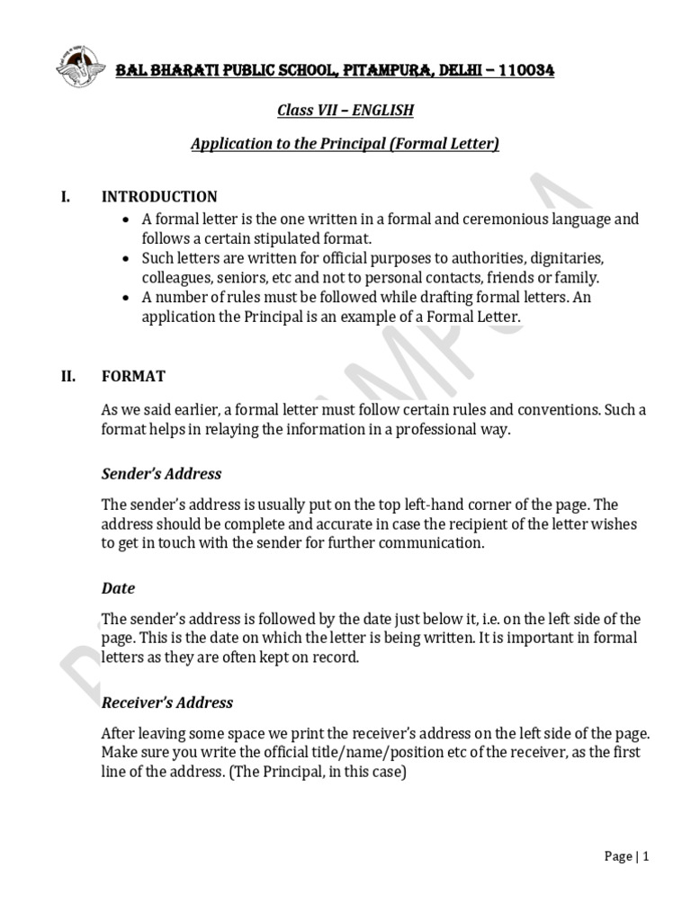 Application To The Principal | PDF | Communication | Human Communication