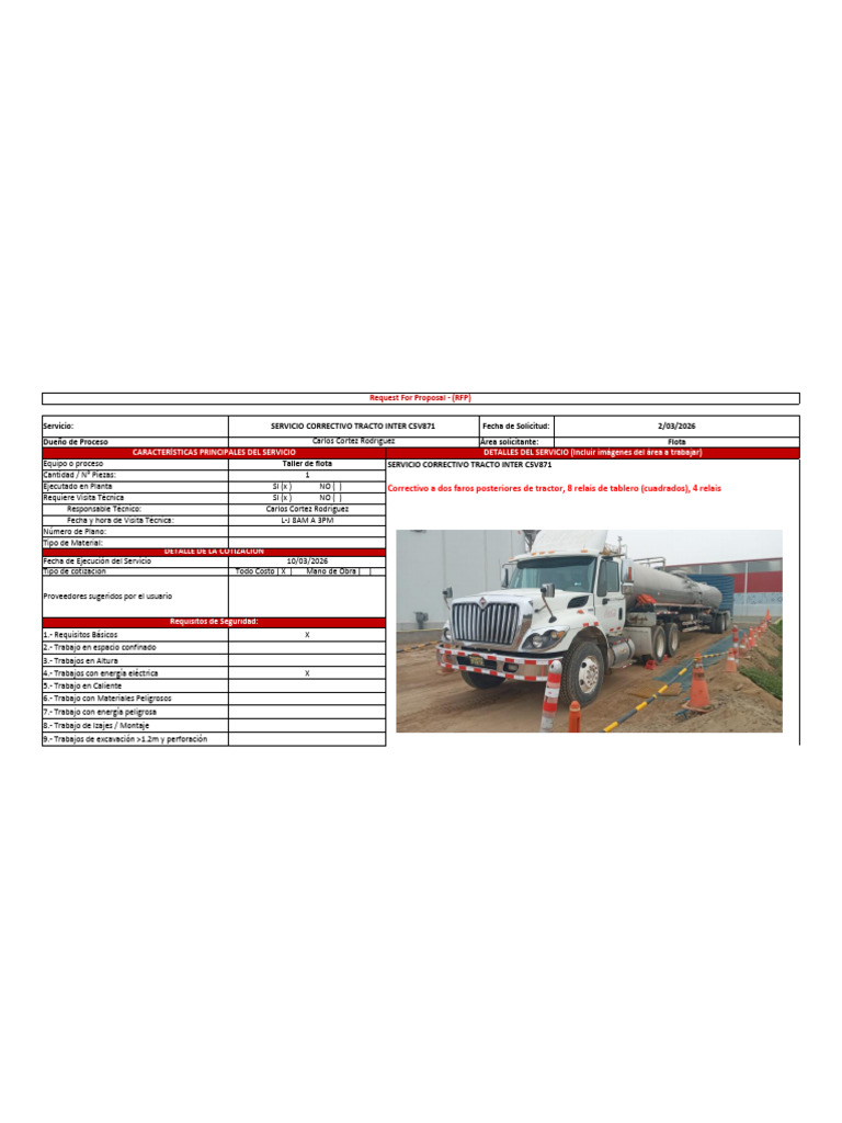 RFP Servicio Correctivo Tracto Inter | PDF