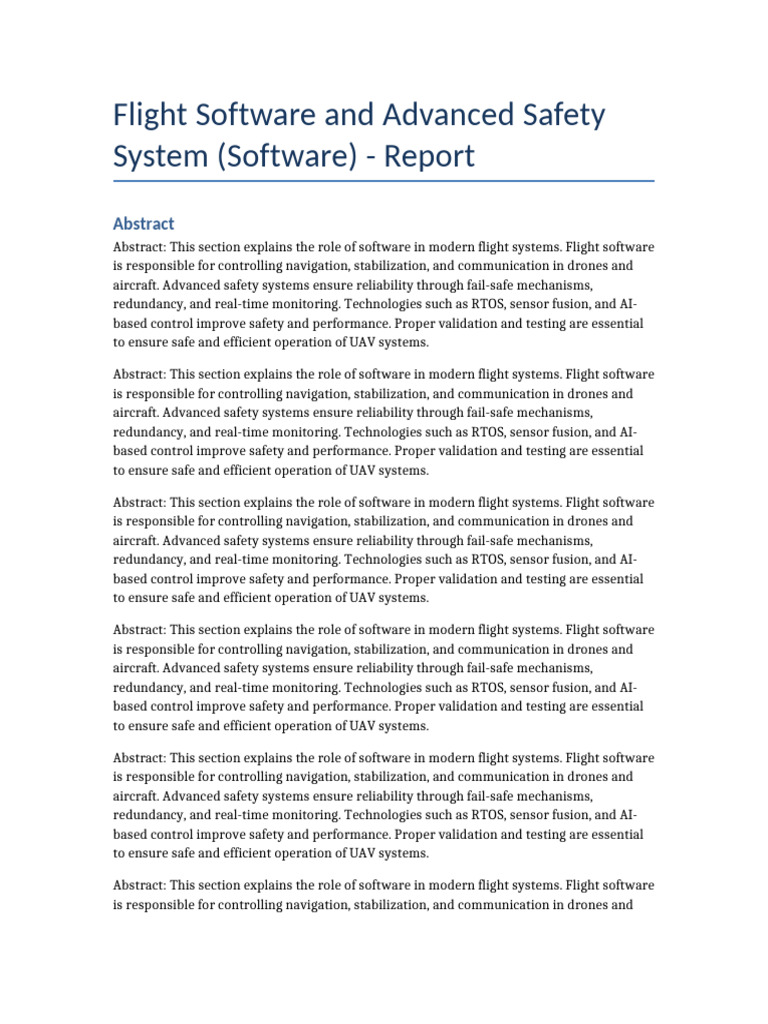 Flight Software Advanced Safety Report | PDF | Unmanned Aerial Vehicle ...
