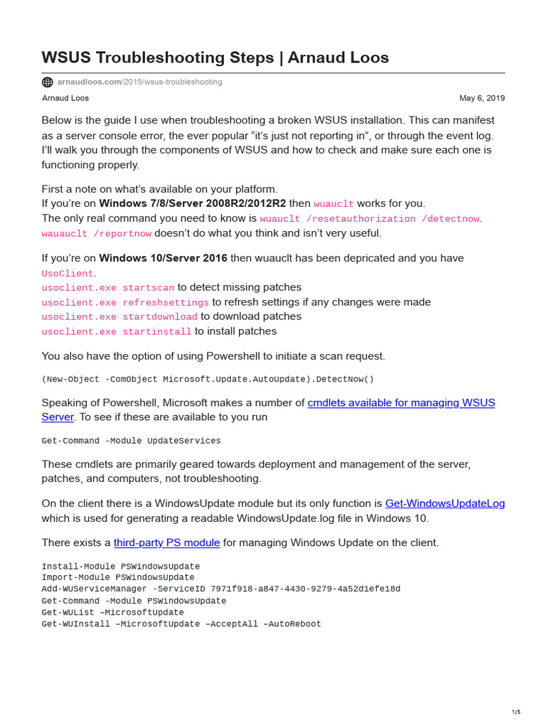 WSUS Troubleshooting Steps Arnaud Loos | PDF | Microsoft Windows ...