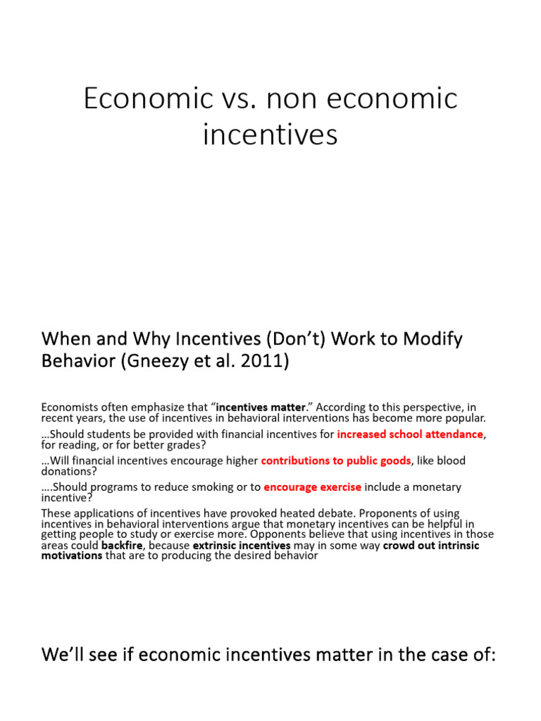 Economic Incentives (Slides) | PDF | Incentive | Motivation