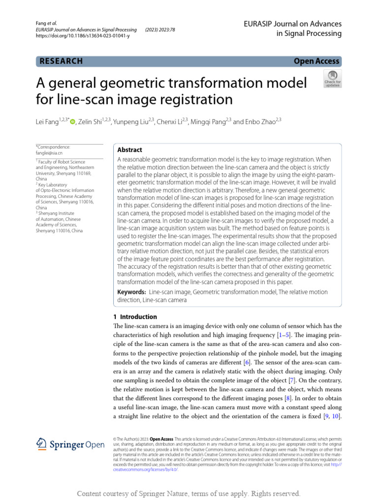 A General Geometric Transformation Model For Line | PDF | Cartesian ...