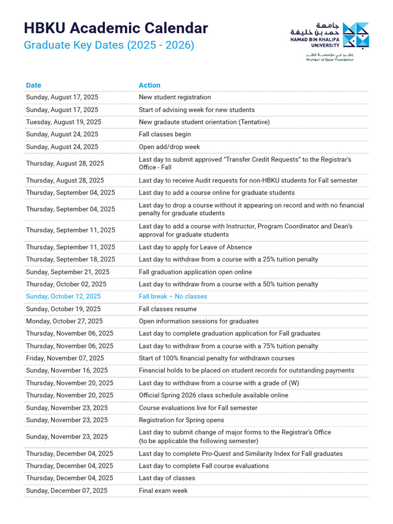 Academic Calendar 2025-2026 Grad en | PDF | Academic Term | Academia