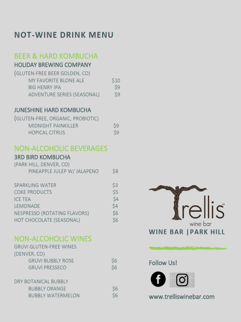 TrellisMenu June22 2021 0 | PDF | Drink | Food And Drink