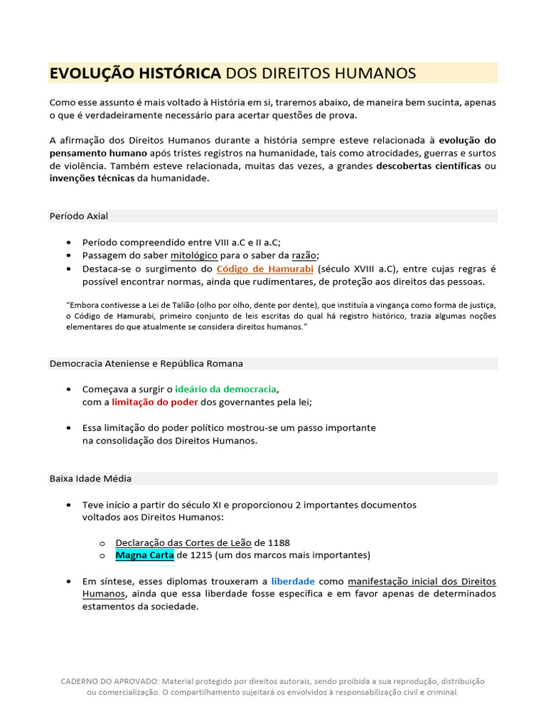 Evolução Histórica Dos Direitos Humanos | PDF | Direitos Humanos ...