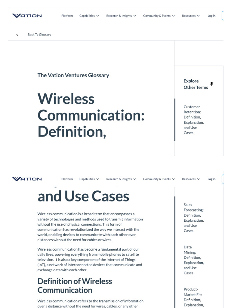Wireless Communication Definition, Explanation, and Use Cases | PDF