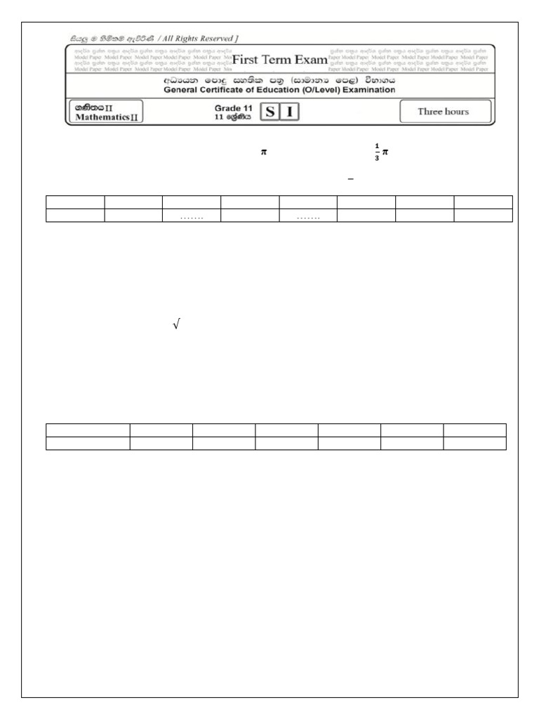 OL 2025 Batch Grade 11 First Term Mathematics Paper 02 | PDF ...