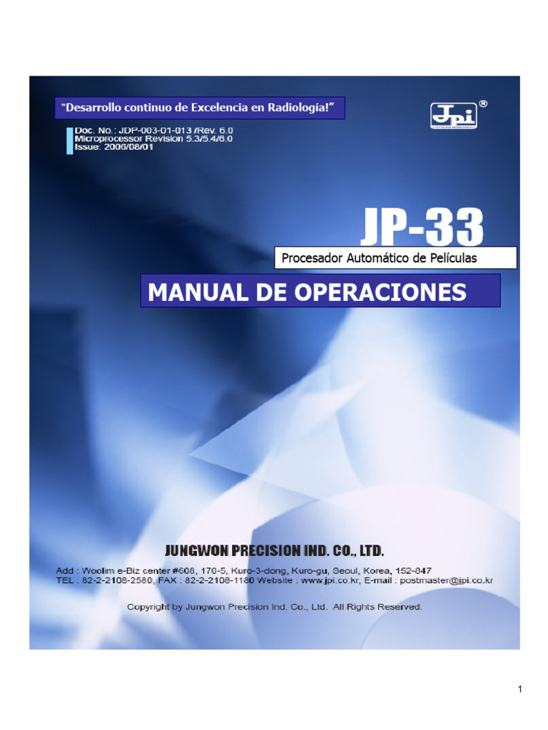 Manual Reveladora JPI JP-33 Español | PDF | Ventilación (Arquitectura ...