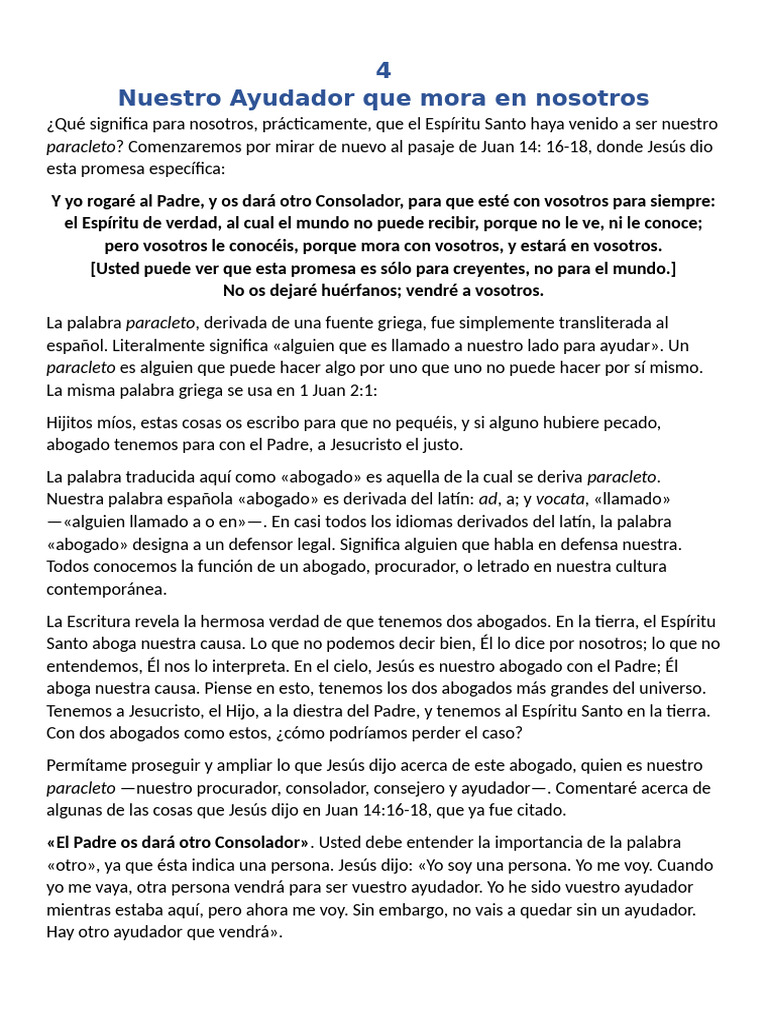 Nuestro Ayudador Que Mora en Nsosotros | PDF | Jesús | espíritu Santo