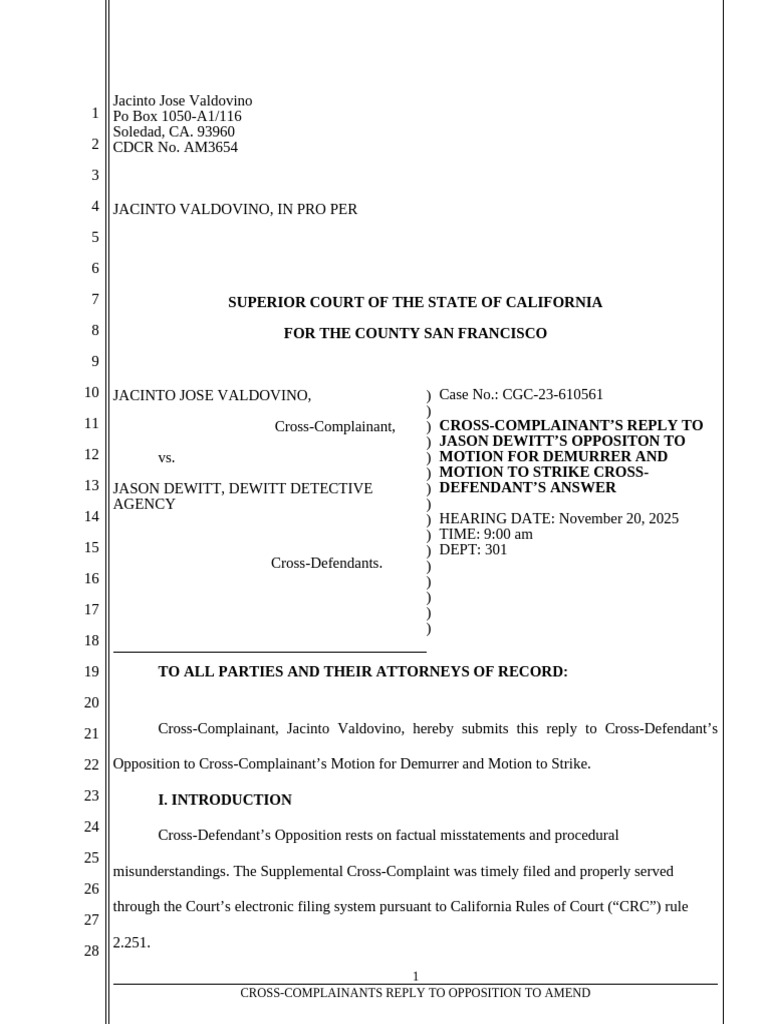 Reply To Opposition To Demurrer MOTION TO STRIKE | PDF | Pleading ...