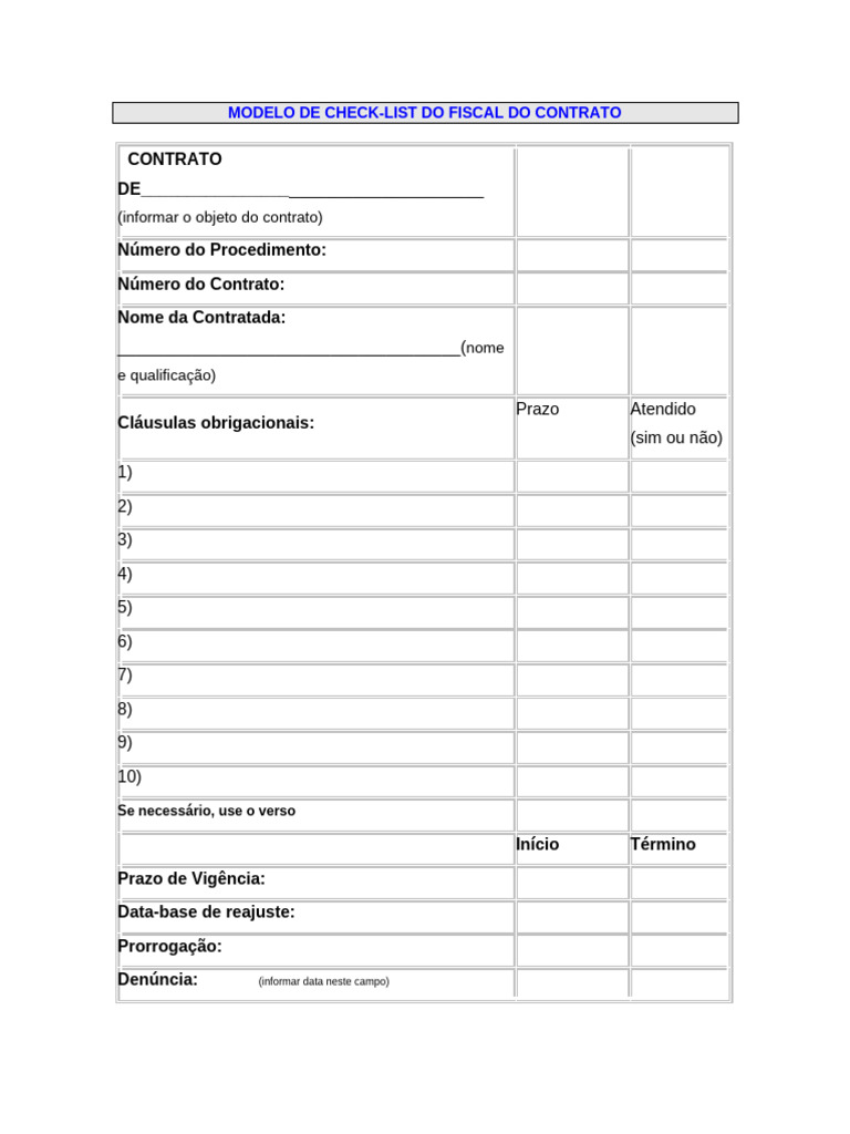 Modelo de Check List | PDF