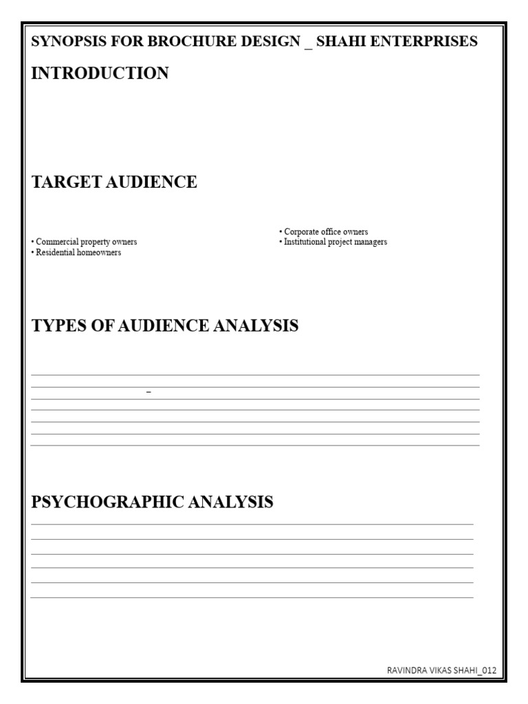Synopsis For Brochure Design | PDF | Communication | Business