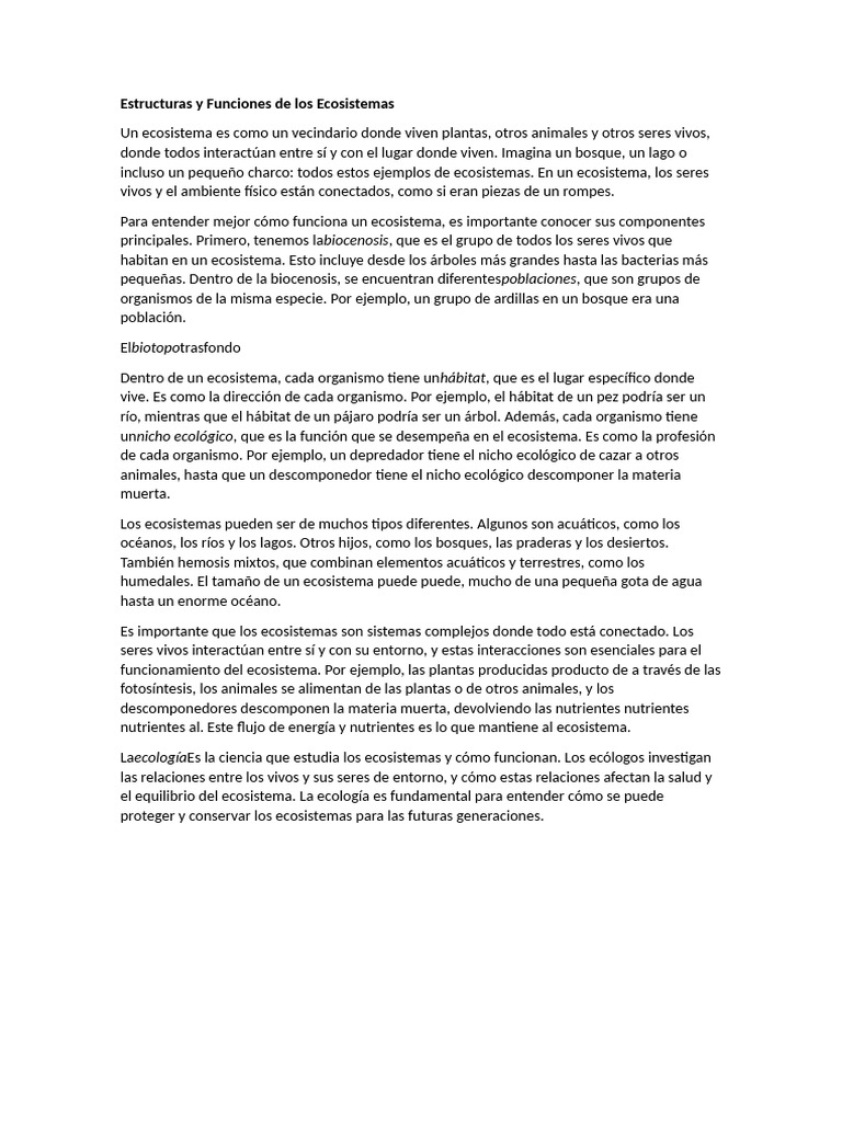 Estructuras y Funciones de Los Ecosistemas | PDF | Ecosistema | Ecología