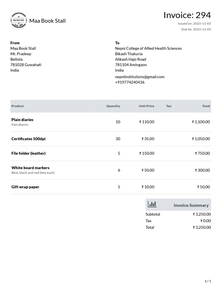 Invoice - 294 | PDF