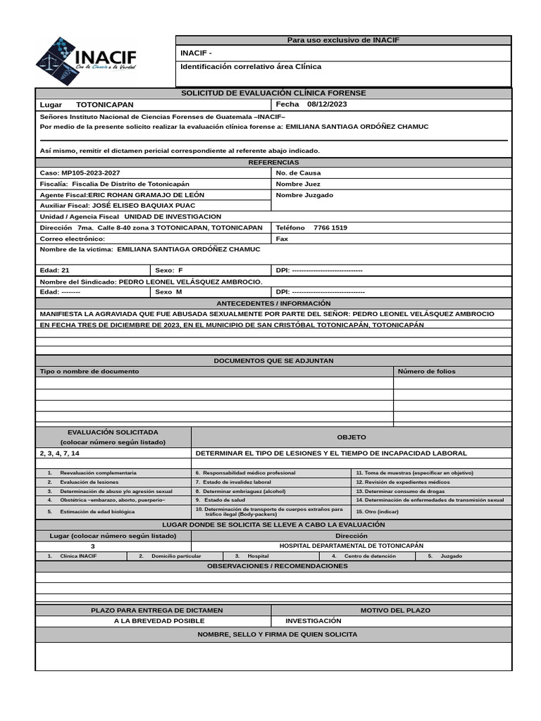 Evaluacion Fisica INACIF DOS ABS | PDF