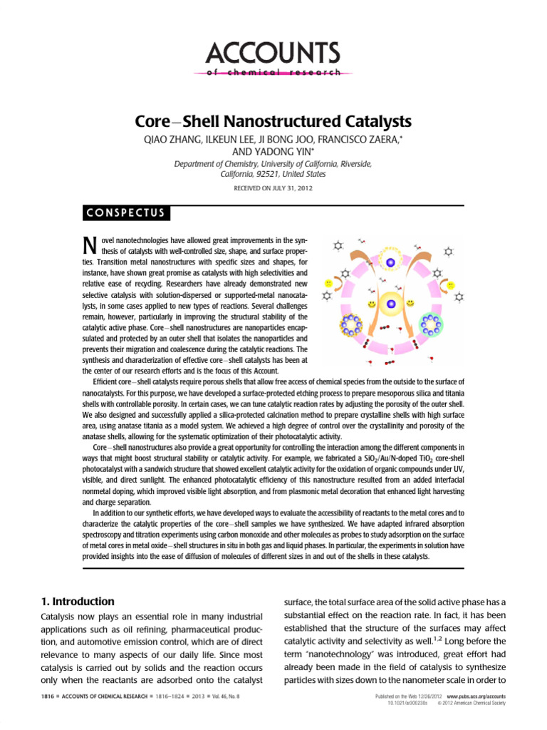 ZHANG, Q. 2012. Core-Shell Nanostructured Catalysts | PDF | Catalysis ...