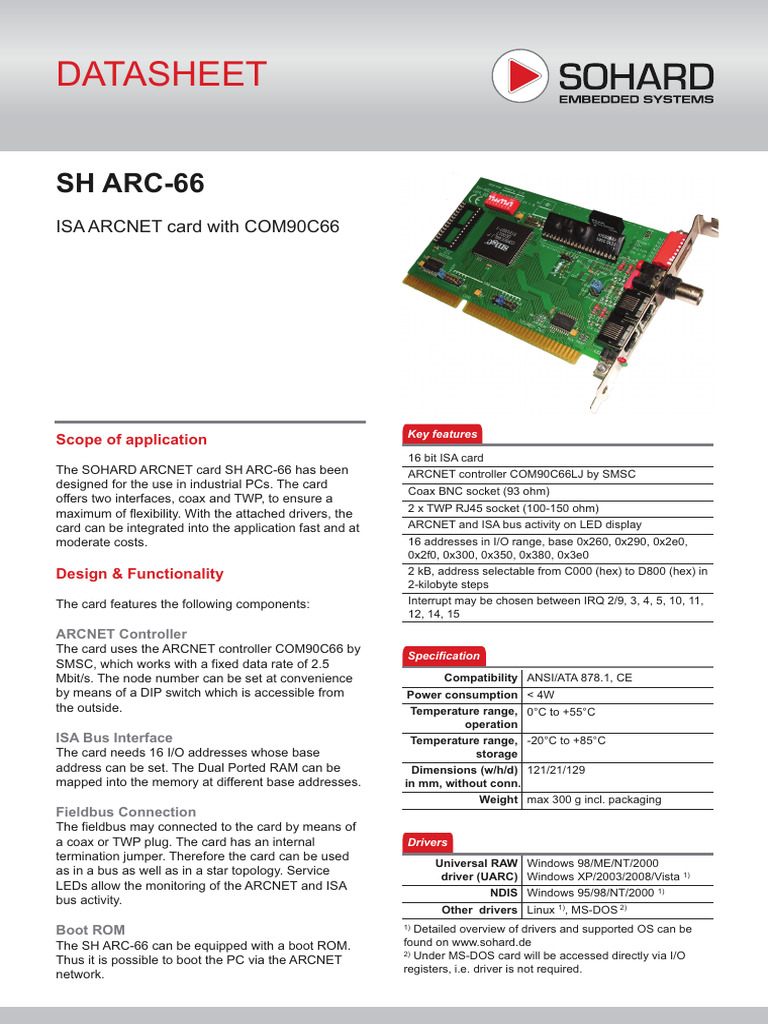 Datasheet SH ARC-66 en | PDF | Computer Engineering | Computer Hardware