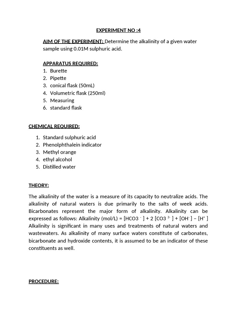Alkalinity of Water | PDF